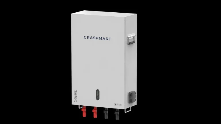 Graspmart 16 kWh residential LiFePO4 battery with wall-mounted enclosure