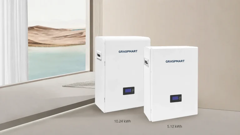 Graspmart 5.12 kWh and 10.24 kWh wall-mounted residential LiFePO4 batteries