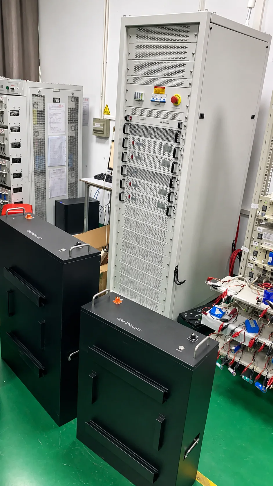 Residential battery packs connected to electrical test equipment for configuration verification